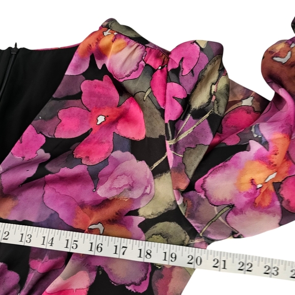 Rinascimento Floral Long Sleeve Mini Dress Statement Sleeves Size XL - Picture 13 of 16